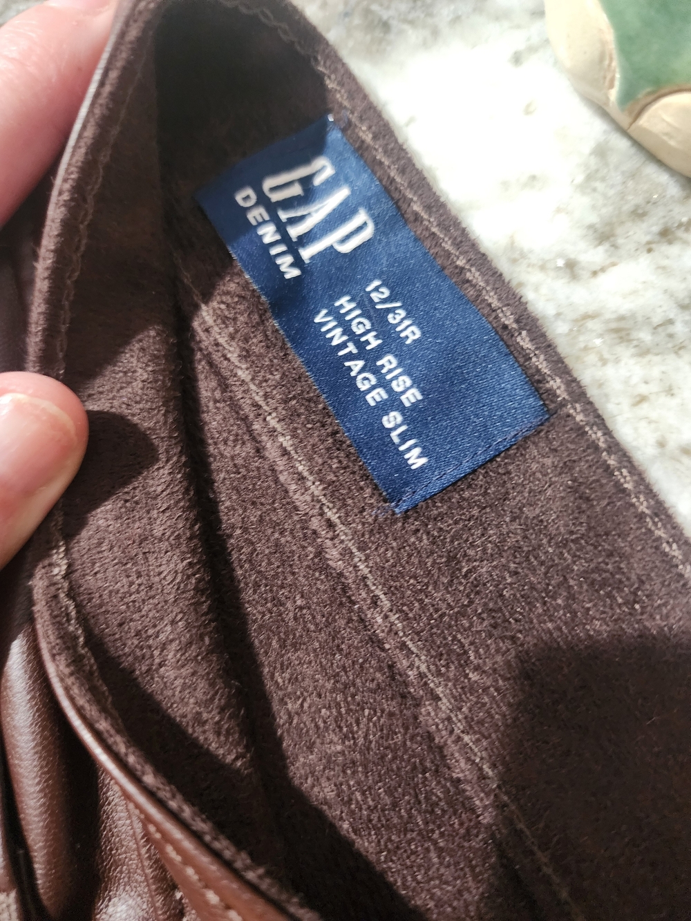 GAP Women's Faux Leather Pants in Dark Brown - Picture 2 of 3